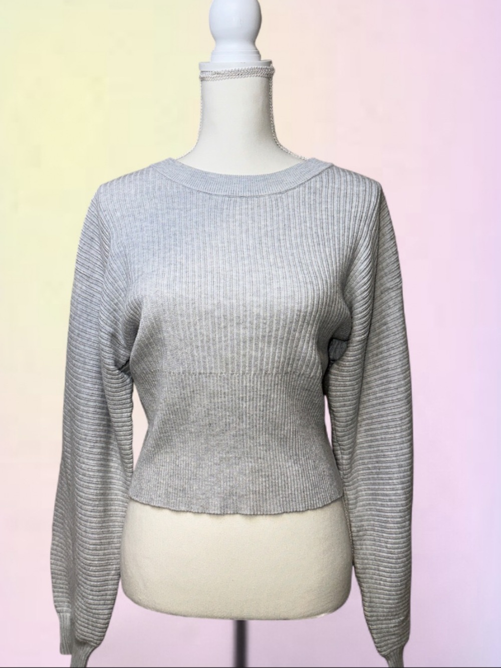 Gray ribbed sweater